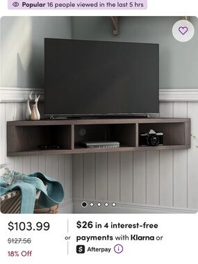 wade logan Floating Media Shelf in Gray-Brown